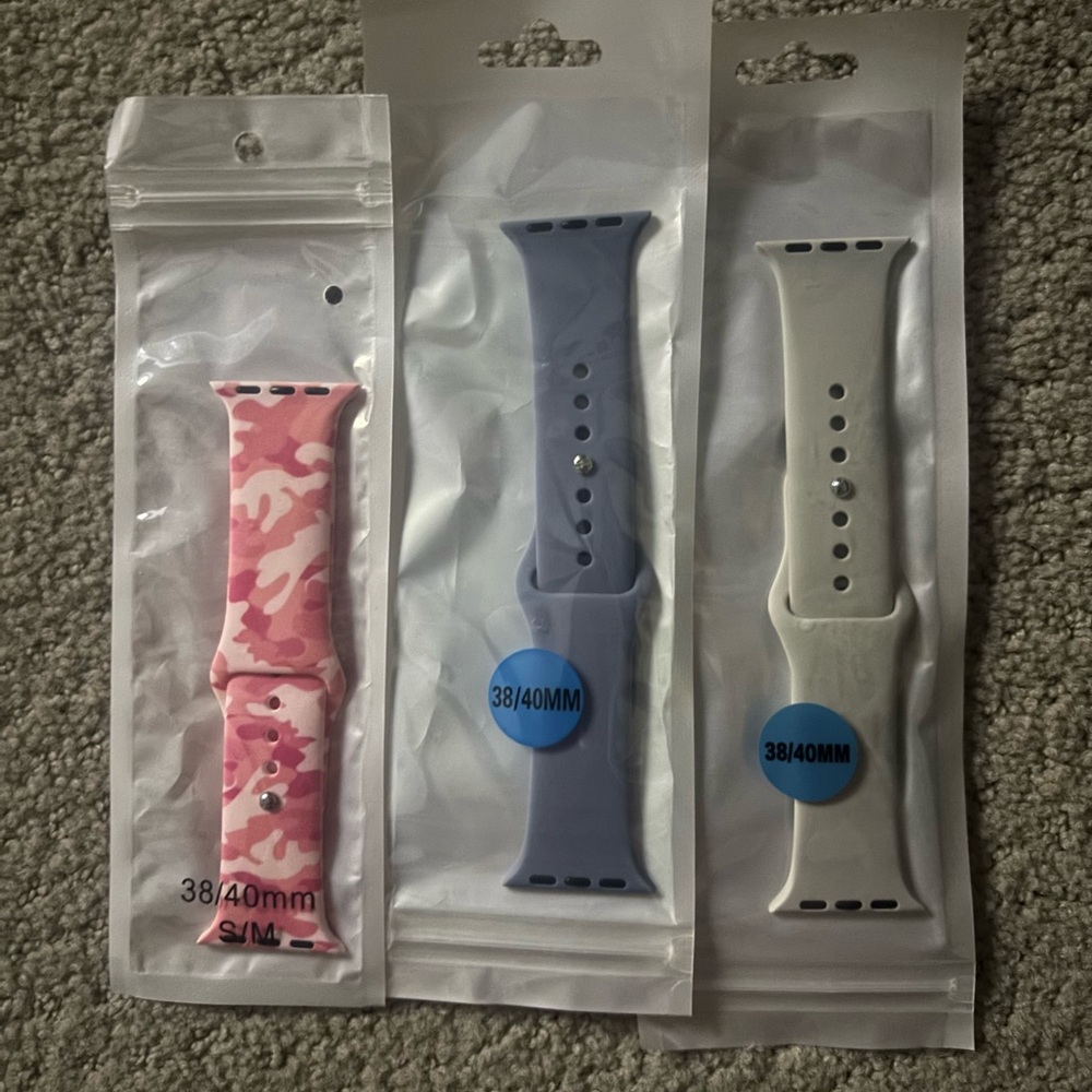 Apple Watch Silicone Watch Bands for Smartwatches - Pink, Blue, and White